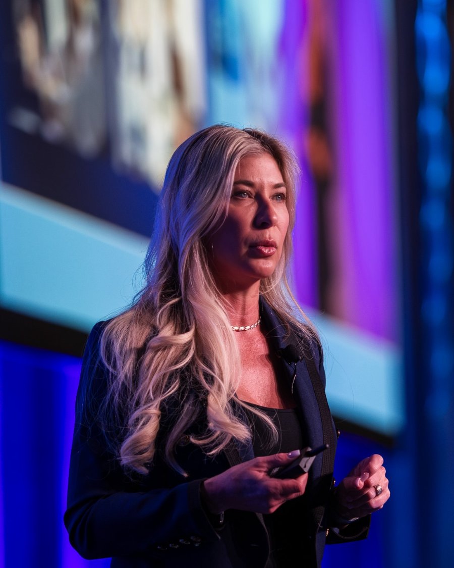 Pamela Barnum, The Trust Agent, delivering a keynote on stage